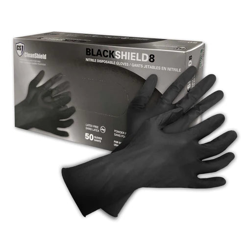 CleanShield Black Shield 8mil 12" Nitrile Gloves (500 Gloves/Case)