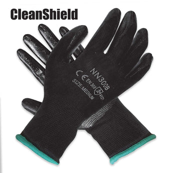 Nitrile 1/2 Coated Nylon Gloves Black (240 Pairs/Case) - Gloves To Your Door