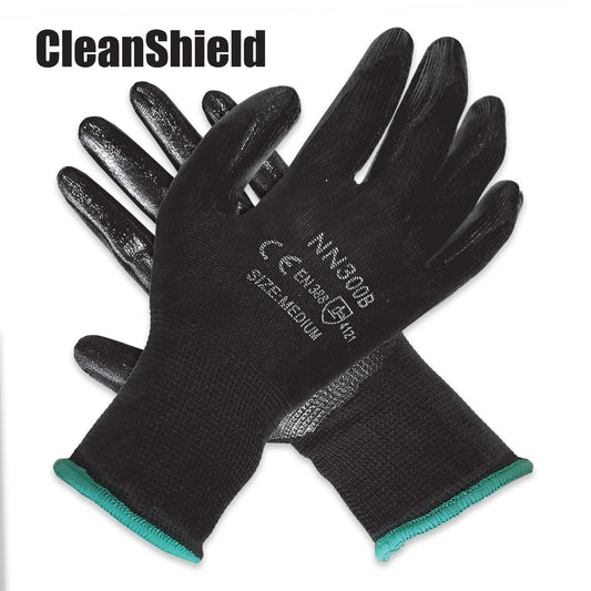 Nitrile 1/2 Coated Nylon Gloves Black (240 Pairs/Case)