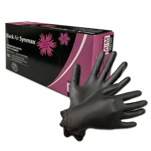 Synmax Black Air Nitrile/Vinyl Blend Exam Gloves (1000 Gloves/Case)