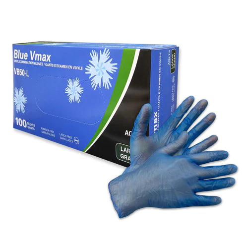 VMAX Blue Vinyl Exam Gloves  (1000 Gloves/Case)