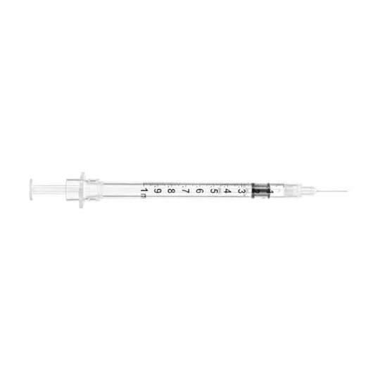 "SOL-CARE" Tb Safety Syringe with Fixed Needle 1ml 30g x 1/2" 100082IM (Box of 100)