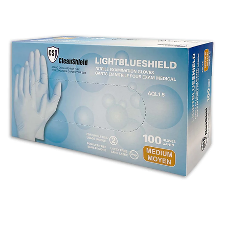 CleanShield LightblueShield Nitrile Examination Gloves. 3MIL (1000/Case)