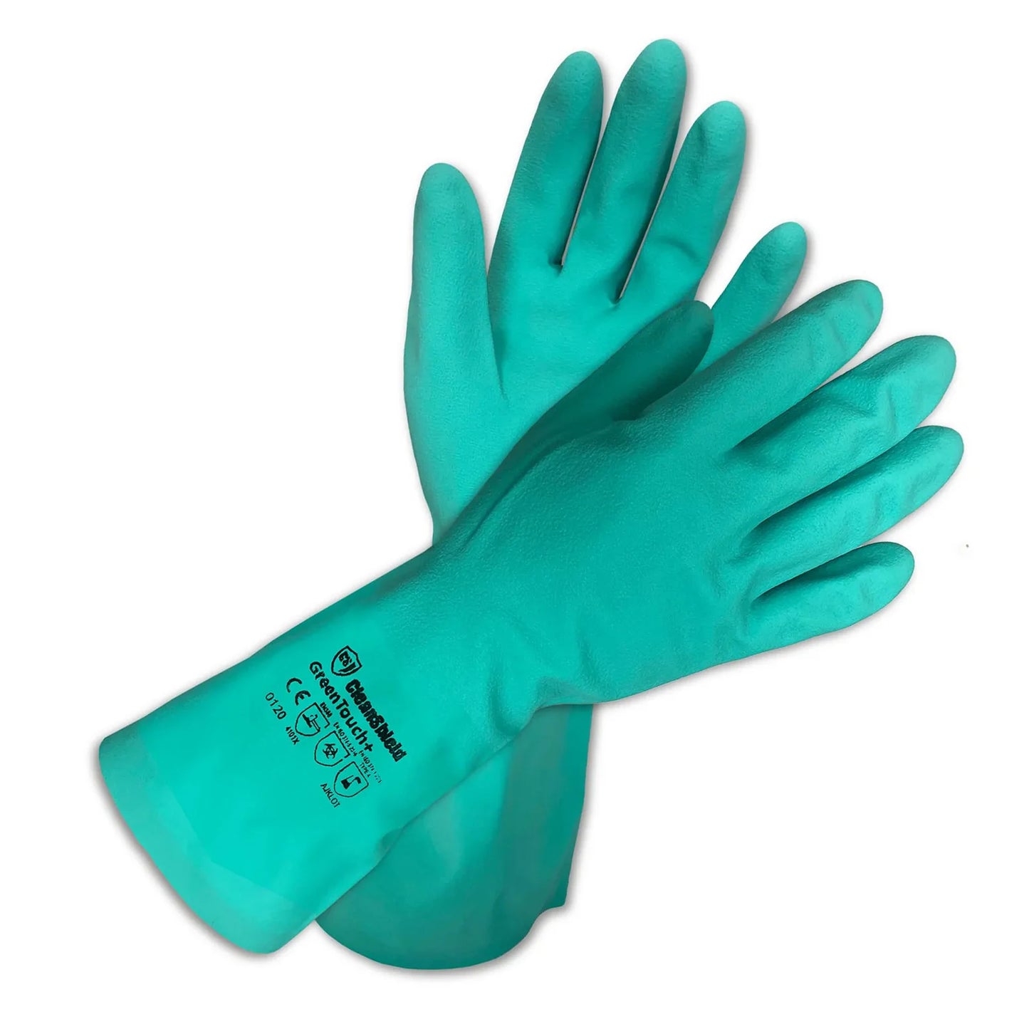 Green-Touch+ Guantes reutilizables de nitrilo con forro flocado, 15 mil (144 pares/caja) 