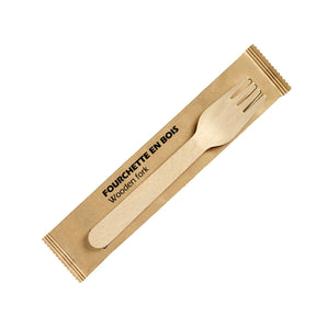 Individually Wrapped Wooden Forks 6.3 Inches | Paper Wrapped | 1000 Pcs/Case