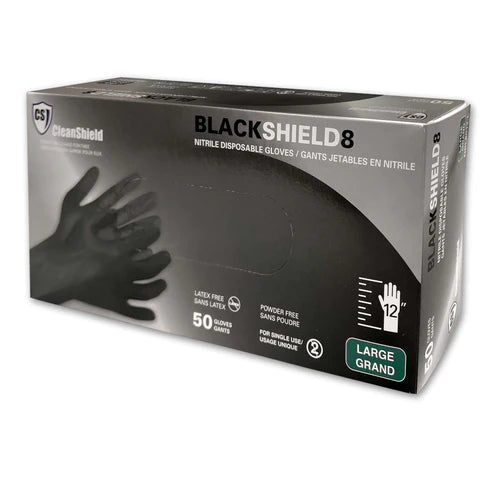 Guantes de nitrilo CleanShield Black Shield de 8 mil y 12 pulgadas (500 guantes/estuche) 