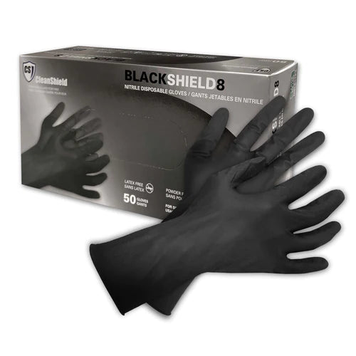 Guantes de nitrilo CleanShield Black Shield de 8 mil y 12 pulgadas (500 guantes/estuche) 