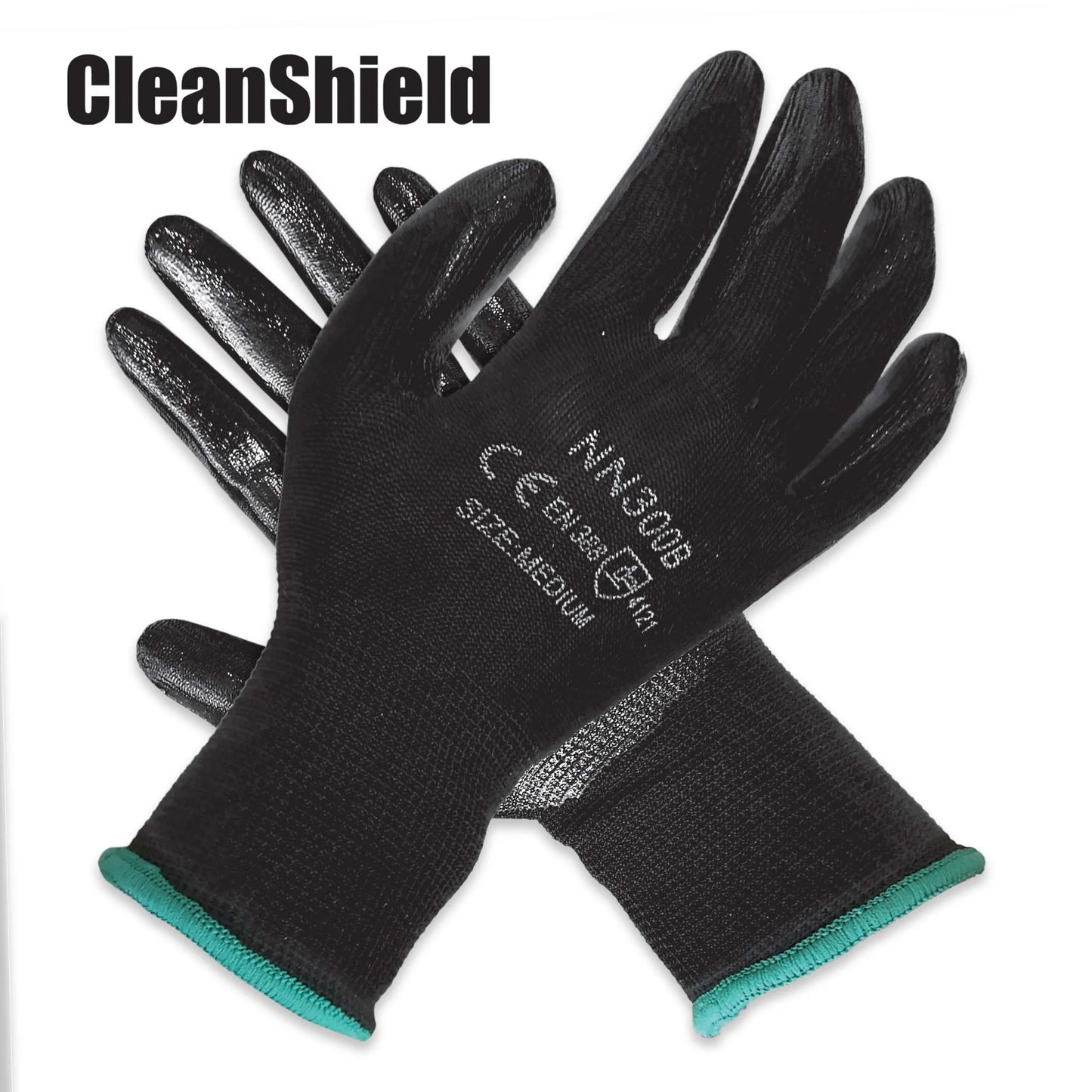 Gants en nylon enduits de nitrile 1/2 noirs (240 paires/caisse) 