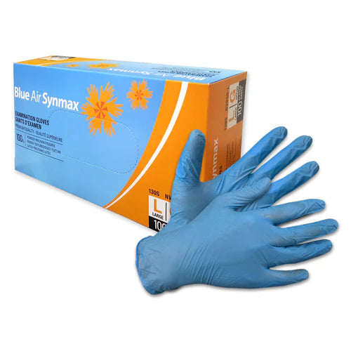 Guantes de examen Synmax Blue Air de mezcla de nitrilo/vinilo (1000 guantes/estuche) 