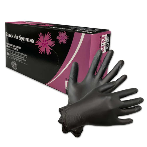 Gants d'examen Synmax Black Air en mélange de nitrile/vinyle (1 000 gants/caisse) 