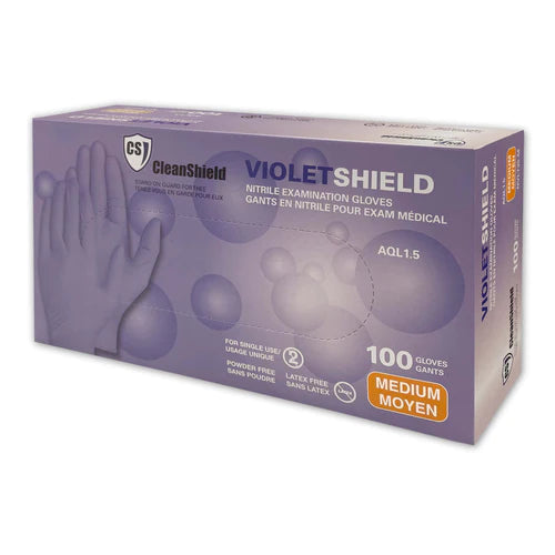 Gants d'examen en nitrile CleanShield Violet Shield (1 000 gants/caisse) 