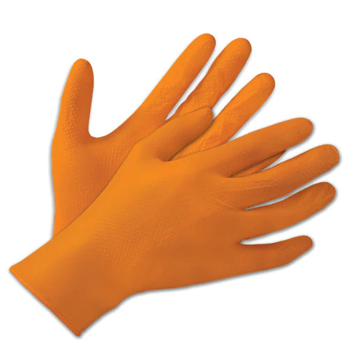 Gants d'examen en nitrile orange CleanShield Diamond Shield 8 mil (500 gants/caisse) 