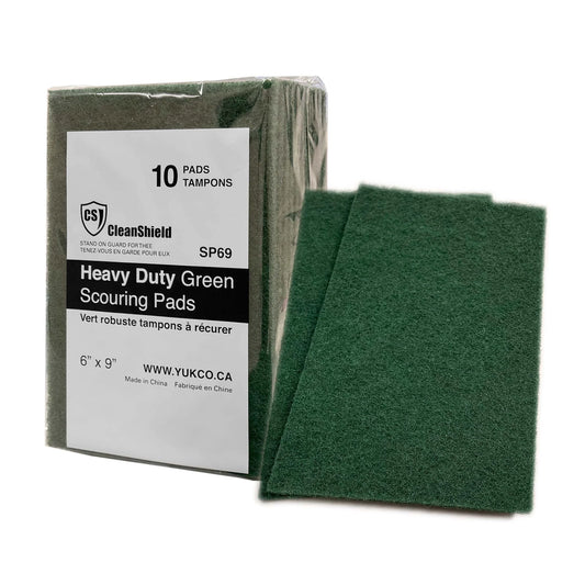 Heavy Duty Green Scouring Pads 6'' x 9'' (100/Case)