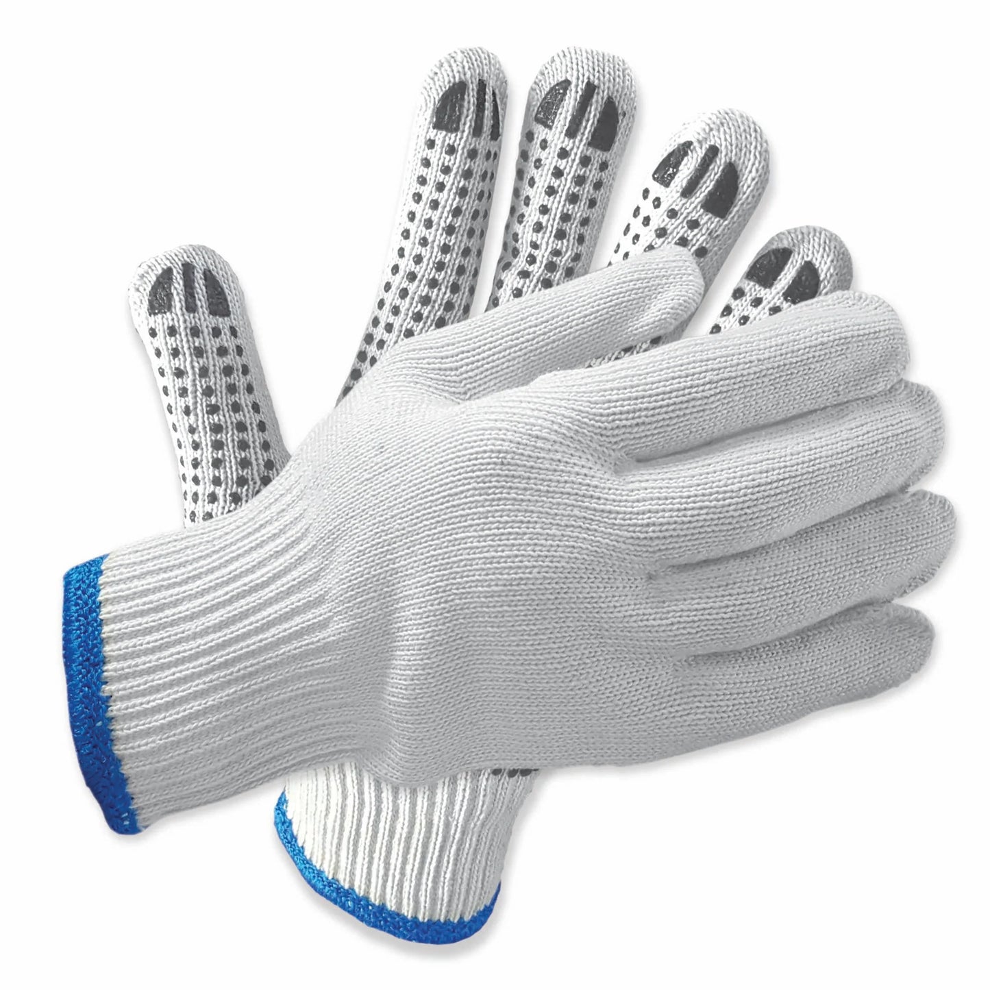 Gants en tricot à ficelle avec paume à pois en PVC (240 paires/caisse) 